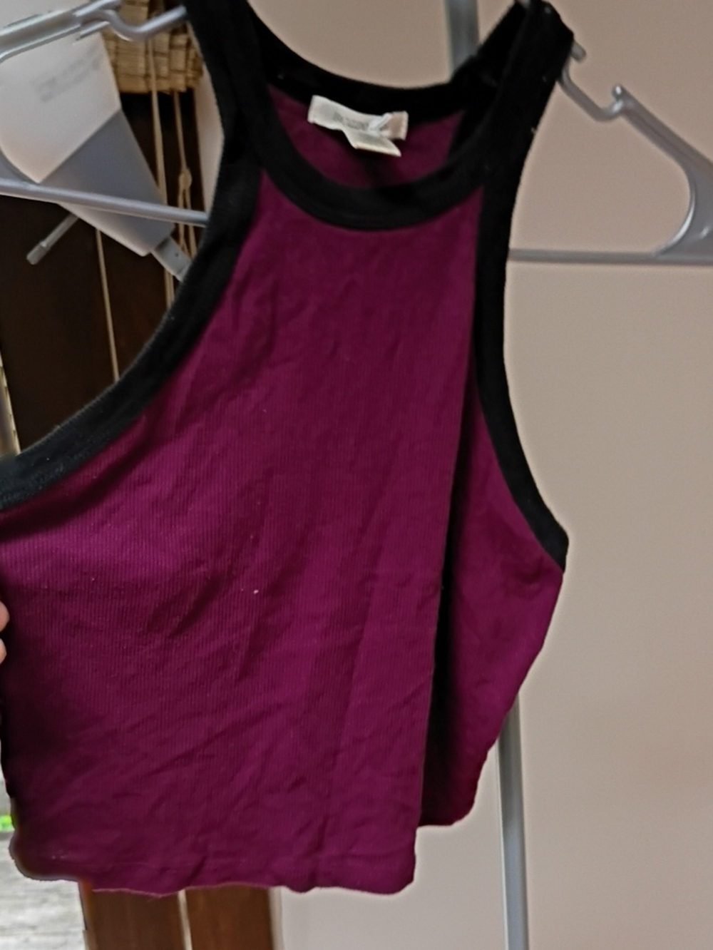 Women's Racerback Tank Top in Plum with Black Trim